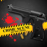 crime scene banner and gun