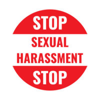 white:red sexual harassment sign