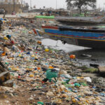 Pollution on the beach of beach of Senegal, africa