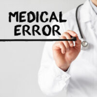 Doctor writing word Medical Error with marker, Medical concept