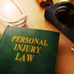 Personal injury law book on a table.